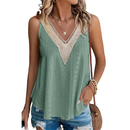 V Neck Splicing Sling Cool Breathable Sexy Lace - Kaiju Mafia