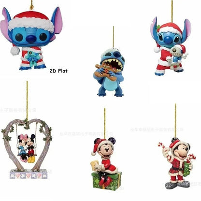 Disney Cartoon 2D PVC Decoration Stitch Mickey Mouse Children Backpack Pendant Cartoon Car Ornaments Christmas Hanging Ornaments - Kaiju Mafia