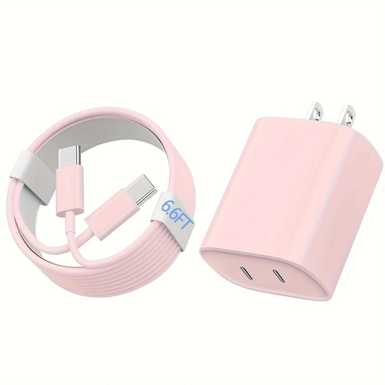 40W Dual Port USB C Fast Charger With 6.6ft Long USB C Charging Cable For iPhone 15 Pro Max/15 Pro/15/15 Plus And Other Devices