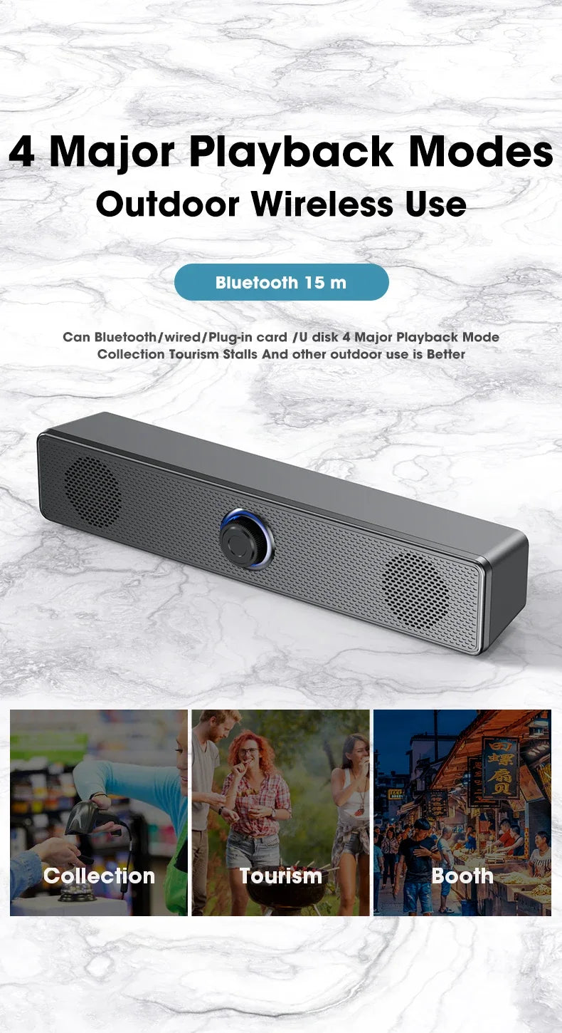 Home Theater Bluetooth Speaker Wired and Wireless Soundbar USB Powered Soundbar for TV Pc Laptop Gaming Surround Audio System