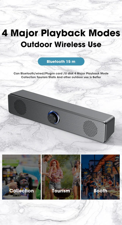 Home Theater Bluetooth Speaker Wired and Wireless Soundbar USB Powered Soundbar for TV Pc Laptop Gaming Surround Audio System