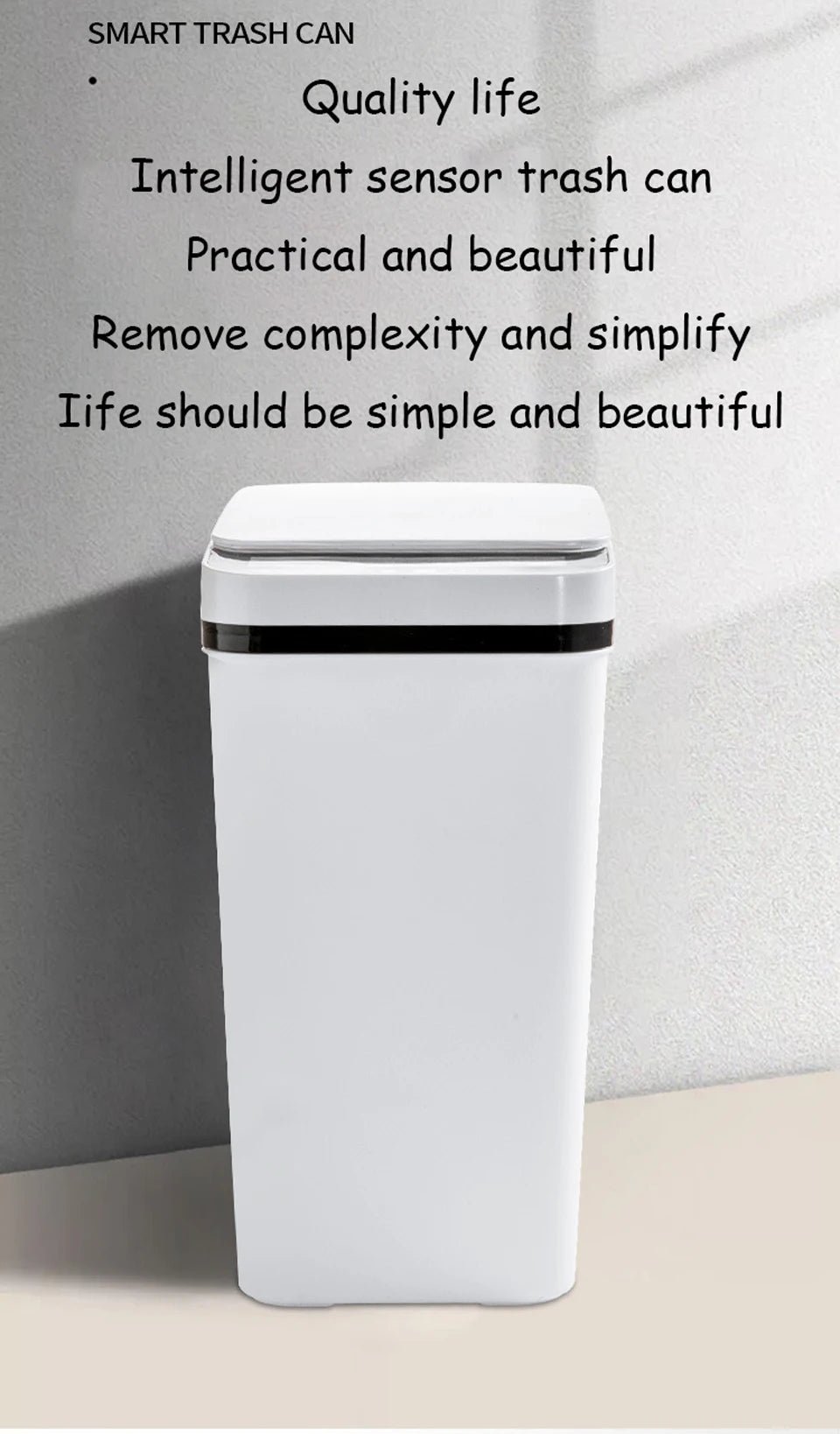 Bathroom Touchless Trash,12L Motion Sensor-Activated Trash Can with Lid,Automatic Kitchen Trash for Office,Living Room,Bedroom