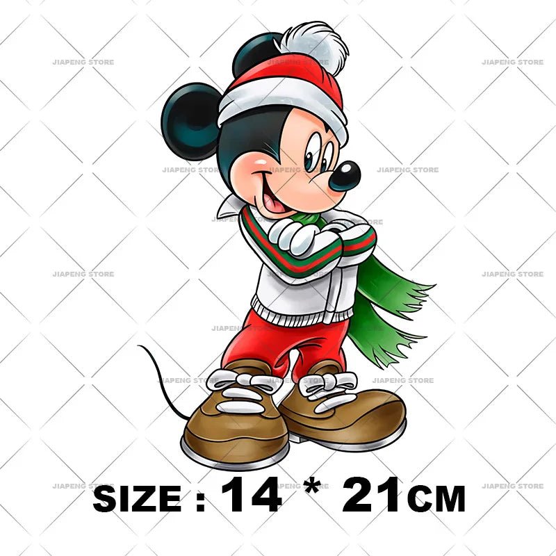 Minnie Mouse Christmas Heat Transfer Vinyl Stickers for Kids Clothes Disney Mickey Decor Print Luxury Iron on Patches on Bag DIY - Kaiju Mafia