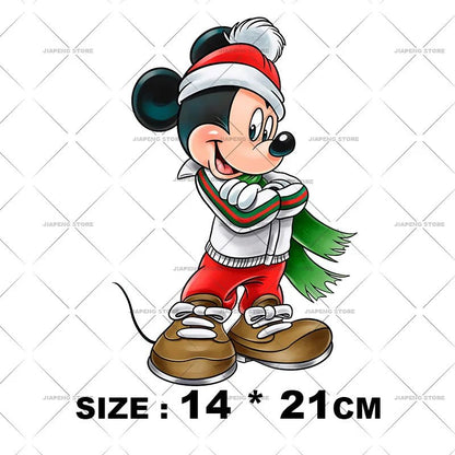 Minnie Mouse Christmas Heat Transfer Vinyl Stickers for Kids Clothes Disney Mickey Decor Print Luxury Iron on Patches on Bag DIY - Kaiju Mafia