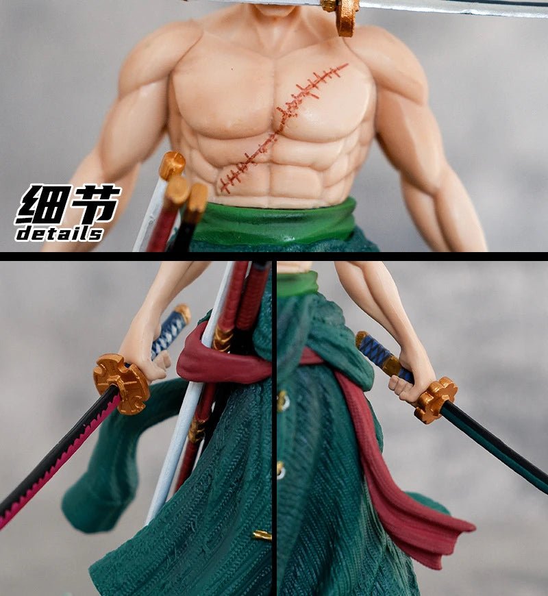 23cm One Piece Roronoa Zoro Figure Zoro Model Pvc Action Figures 2 Heads GK Model Collectible Green Decoration Children Gifts - Kaiju Mafia