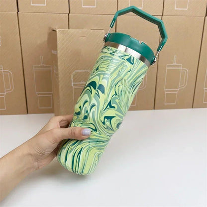 For Stanley Cup 30oz Iceflow Tumbler with Handle Stainless Steel Vacuum Insulated Car Mug Thermal Iced Travel Cup - Kaiju Mafia