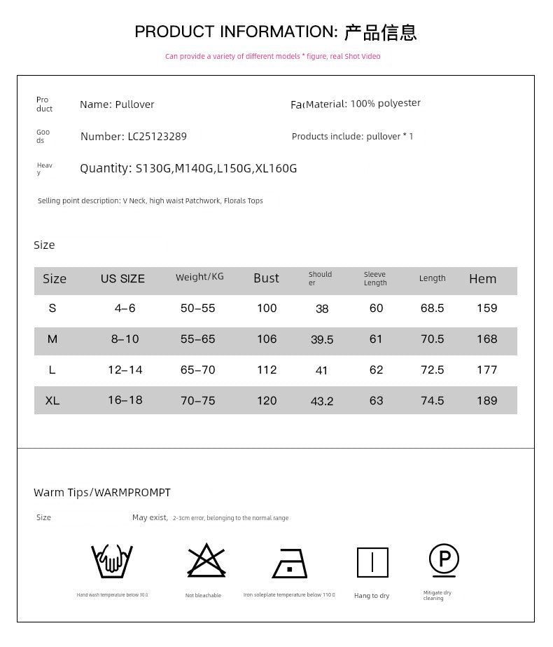 2024 Fall V Neck Floral Print Long Sleeve Pullover Shirt - Slimming Tops Women - Kaiju Mafia