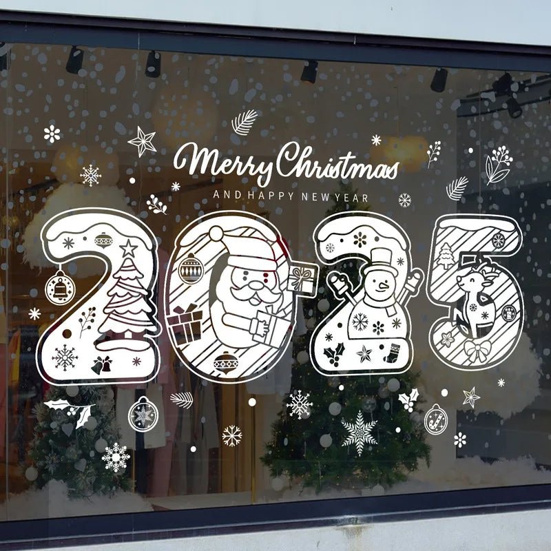 Christmas Snowflake Window Clings Stickers Santa Claus Reindeer Wall Glass Sticker Xmas Decorations Navidad 2023 Home Decor Noel - Kaiju Mafia