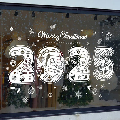 Christmas Snowflake Window Clings Stickers Santa Claus Reindeer Wall Glass Sticker Xmas Decorations Navidad 2023 Home Decor Noel - Kaiju Mafia