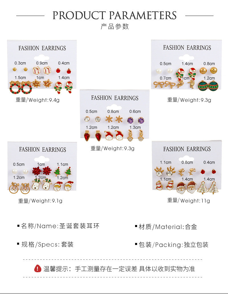 Christmas Earrings Set Women