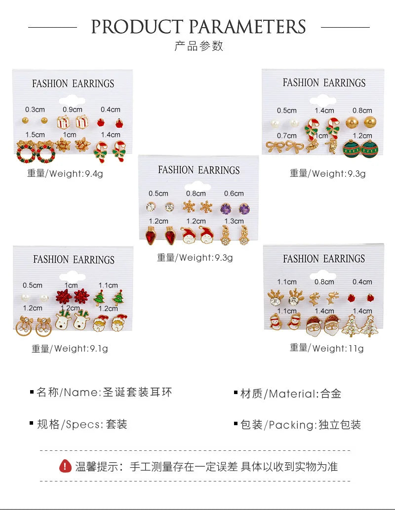 Christmas Earrings Set Women