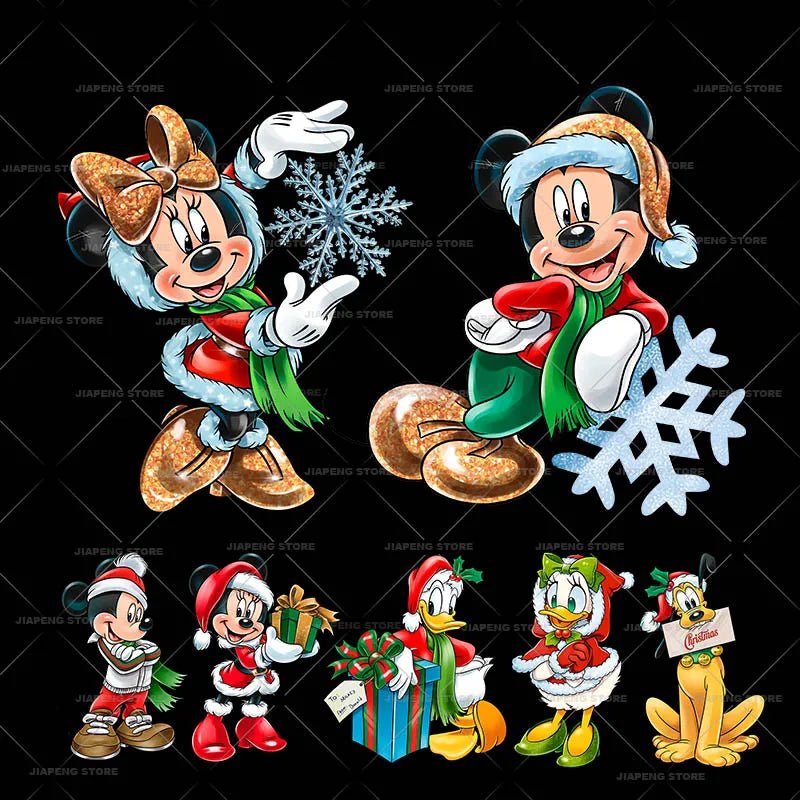 Minnie Mouse Christmas Heat Transfer Vinyl Stickers for Kids Clothes Disney Mickey Decor Print Luxury Iron on Patches on Bag DIY - Kaiju Mafia