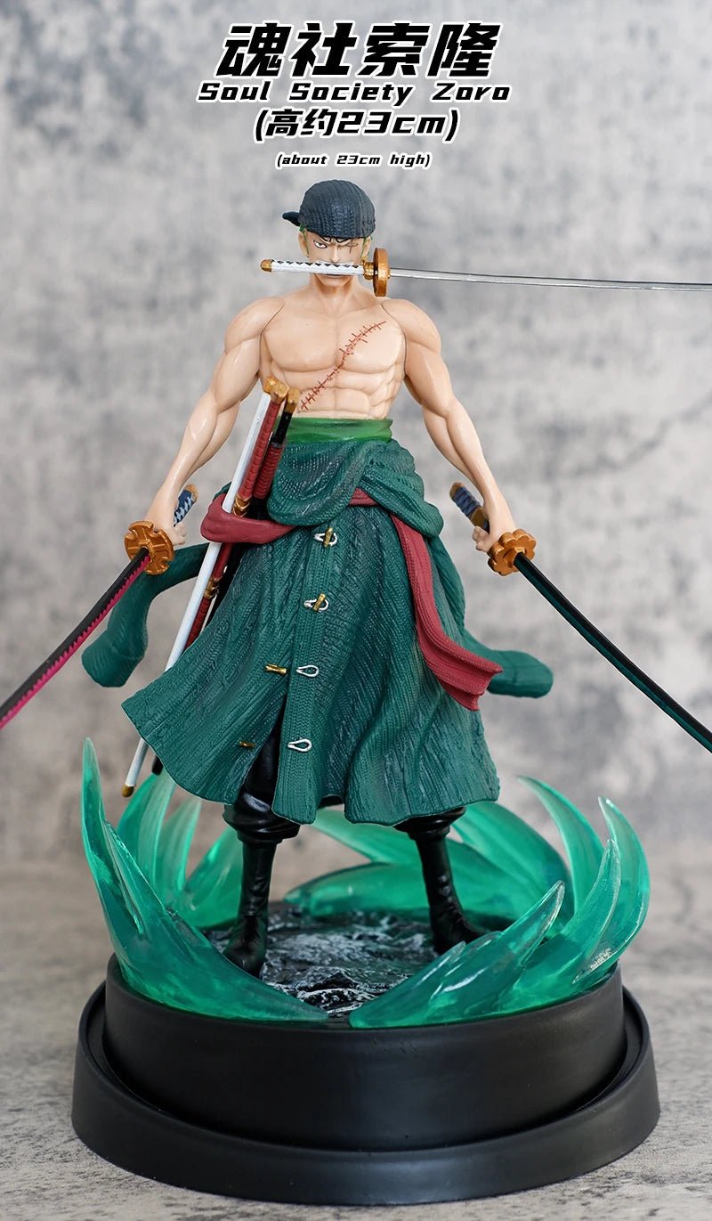 23cm One Piece Roronoa Zoro Figure Zoro Model Pvc Action Figures 2 Heads GK Model Collectible Green Decoration Children Gifts - Kaiju Mafia