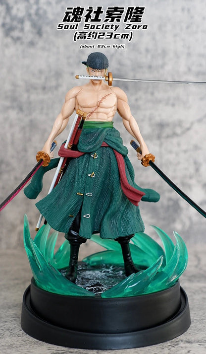 23cm One Piece Roronoa Zoro Figure Zoro Model Pvc Action Figures 2 Heads GK Model Collectible Green Decoration Children Gifts - Kaiju Mafia