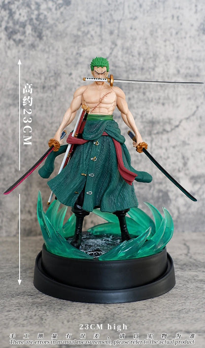 23cm One Piece Roronoa Zoro Figure Zoro Model Pvc Action Figures 2 Heads GK Model Collectible Green Decoration Children Gifts - Kaiju Mafia