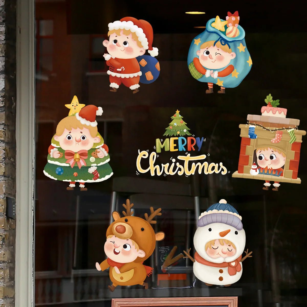 Christmas Snowflake Window Clings Stickers Santa Claus Reindeer Wall Glass Sticker Xmas Decorations Navidad 2023 Home Decor Noel - Kaiju Mafia