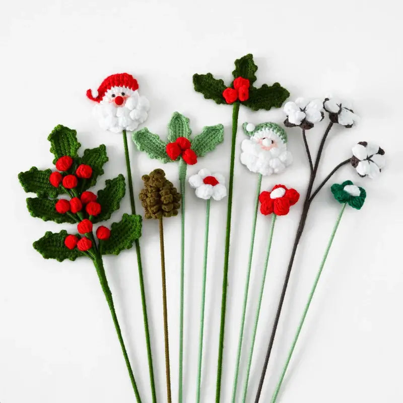 Knitted Flowers Christmas Bouquet