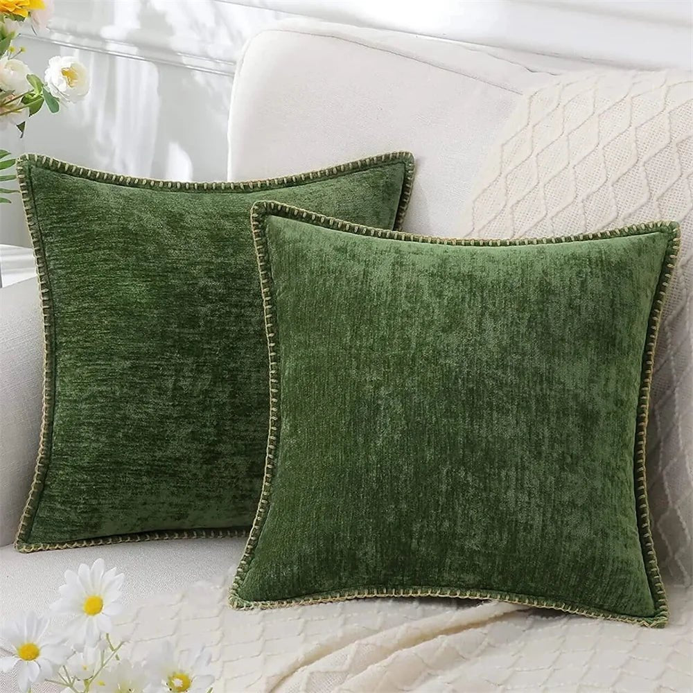 Olanly Chenille Cushion Cover 45x45 Pillow Cover 40x40cm Sofa Decorative Throw Pillow Case Soft Luxury For Living Room Decor - Kaiju Mafia