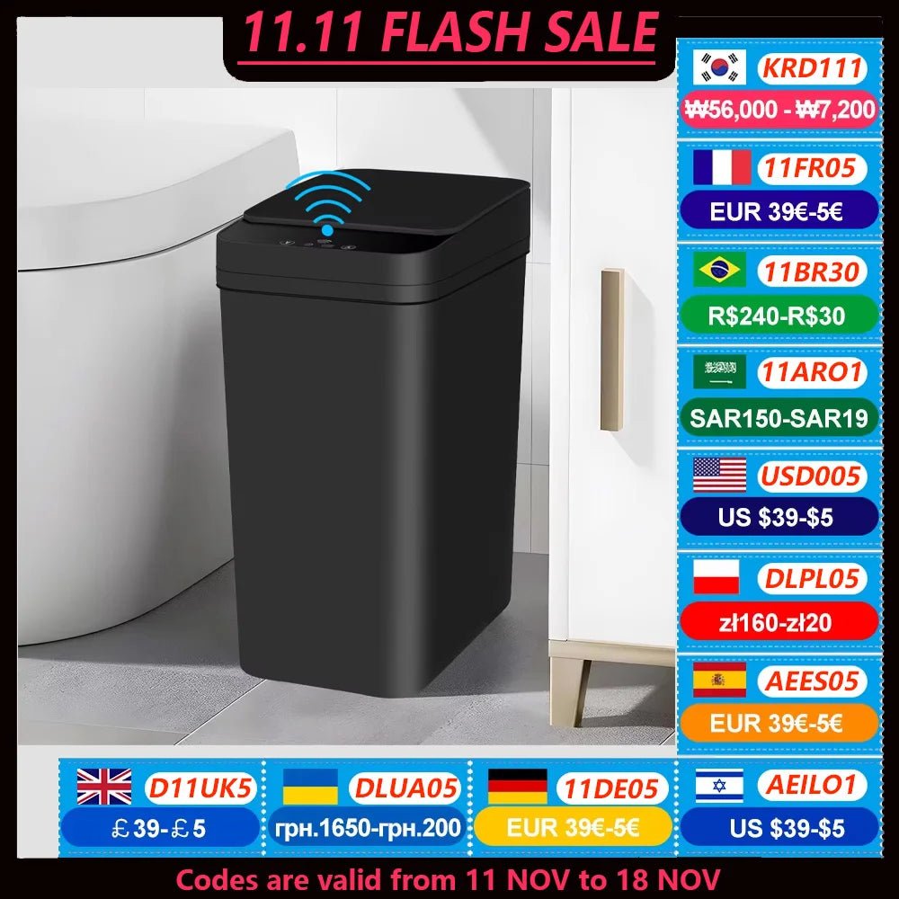 Bathroom Touchless Trash,12L Motion Sensor - Activated Trash Can with Lid,Automatic Kitchen Trash for Office,Living Room,Bedroom - Kaiju Mafia