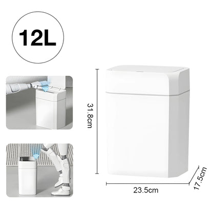 12L+16L Smart Sensor Trash Can Bathroom Anti odor Automatic Trash Bin For Toilet White Electric Wastebasket - Kaiju Mafia