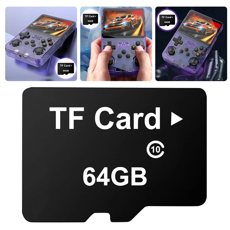 64G Game Card Built-in 15000+ Game Memory Card Support 10+ Emulators Gaming Memory Card for R36S Handheld Game Console