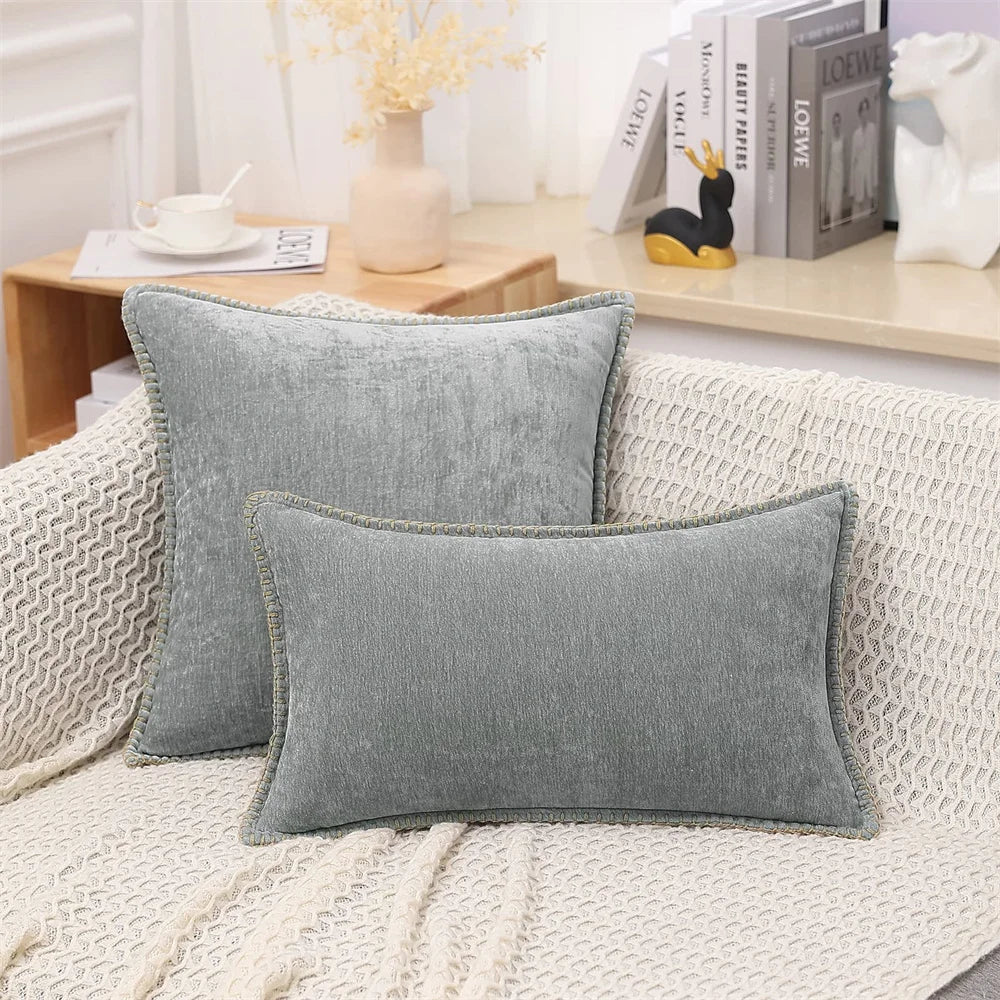 Olanly Chenille Cushion Cover 45x45 Pillow Cover 40x40cm Sofa Decorative Throw Pillow Case Soft Luxury For Living Room Decor﻿