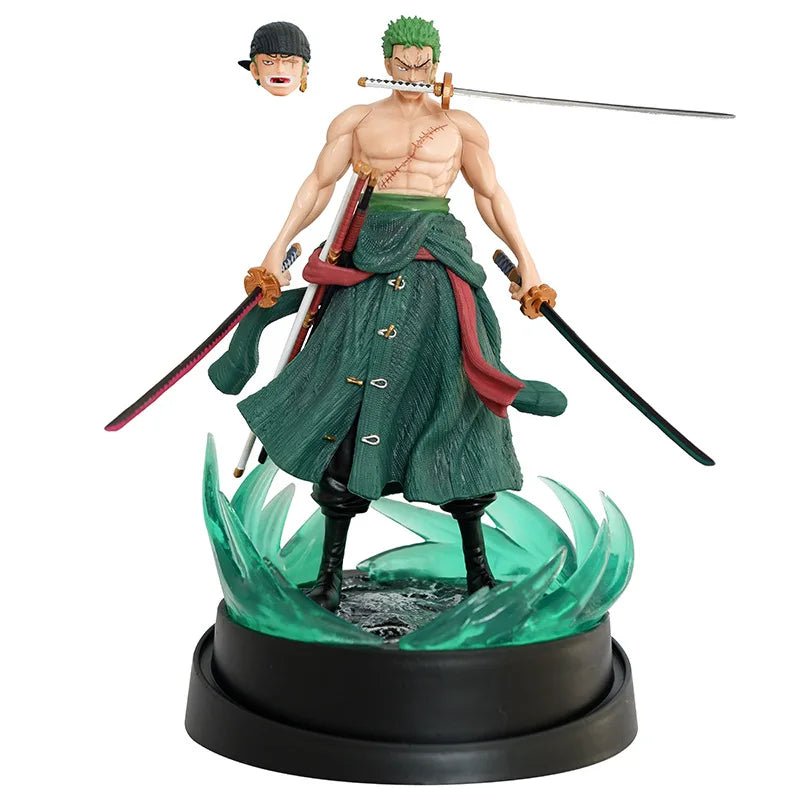 23cm One Piece Roronoa Zoro Figure Zoro Model Pvc Action Figures 2 Heads GK Model Collectible Green Decoration Children Gifts - Kaiju Mafia