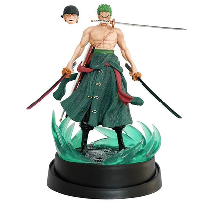 23cm One Piece Roronoa Zoro Figure Zoro Model Pvc Action Figures 2 Heads GK Model Collectible Green Decoration Children Gifts - Kaiju Mafia