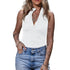 Fashion Pure Color Zipped Stand Collar Sleeveless Leotard Women&