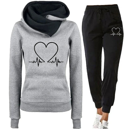 Woman Tracksuit 2 Piece Set Winter Warm Hooded Pullovers Sweatshirts Female Jogging Tops Or Black Pants Clothing Sports Outfits - Kaiju Mafia