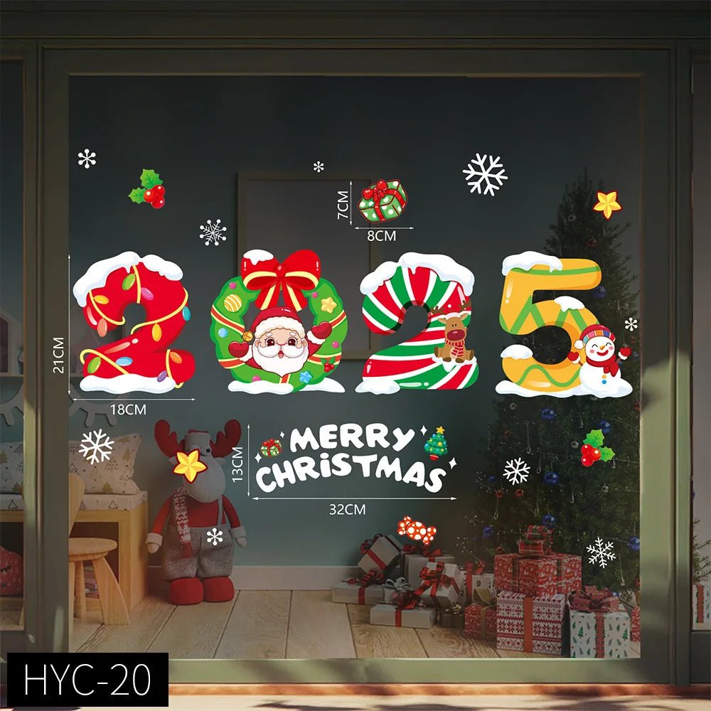 Christmas Snowflake Window Clings Stickers Santa Claus Reindeer Wall Glass Sticker Xmas Decorations Navidad 2023 Home Decor Noel - Kaiju Mafia