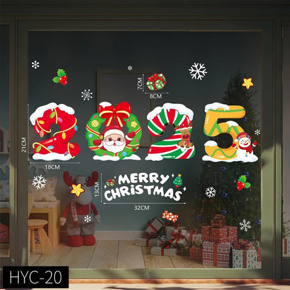Christmas Snowflake Window Clings Stickers Santa Claus Reindeer Wall Glass Sticker Xmas Decorations Navidad 2023 Home Decor Noel - Kaiju Mafia