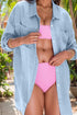 Summer New Arrival Mid Length Long Length Bikini Cover - up Chiffon Shirt for Women Fashion Beach Vacation Style Loose Sun Protective Blouse - Kaiju Mafia