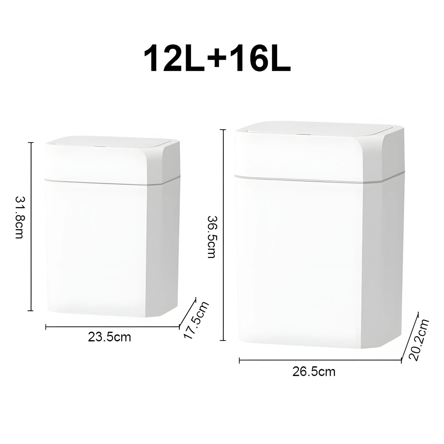 12L+16L Smart Sensor Trash Can Bathroom Anti odor Automatic Trash Bin For Toilet White Electric Wastebasket - Kaiju Mafia