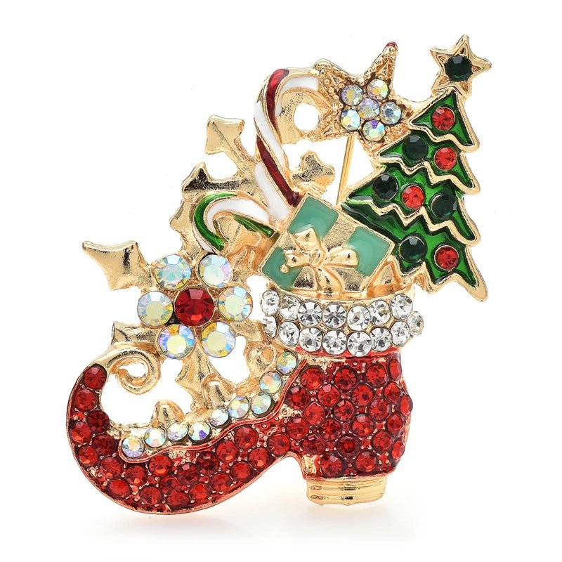 Wuli&baby Rhinestone Christmas Brooch - Kaiju Mafia