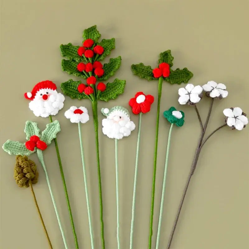 Knitted Flowers Christmas Bouquet