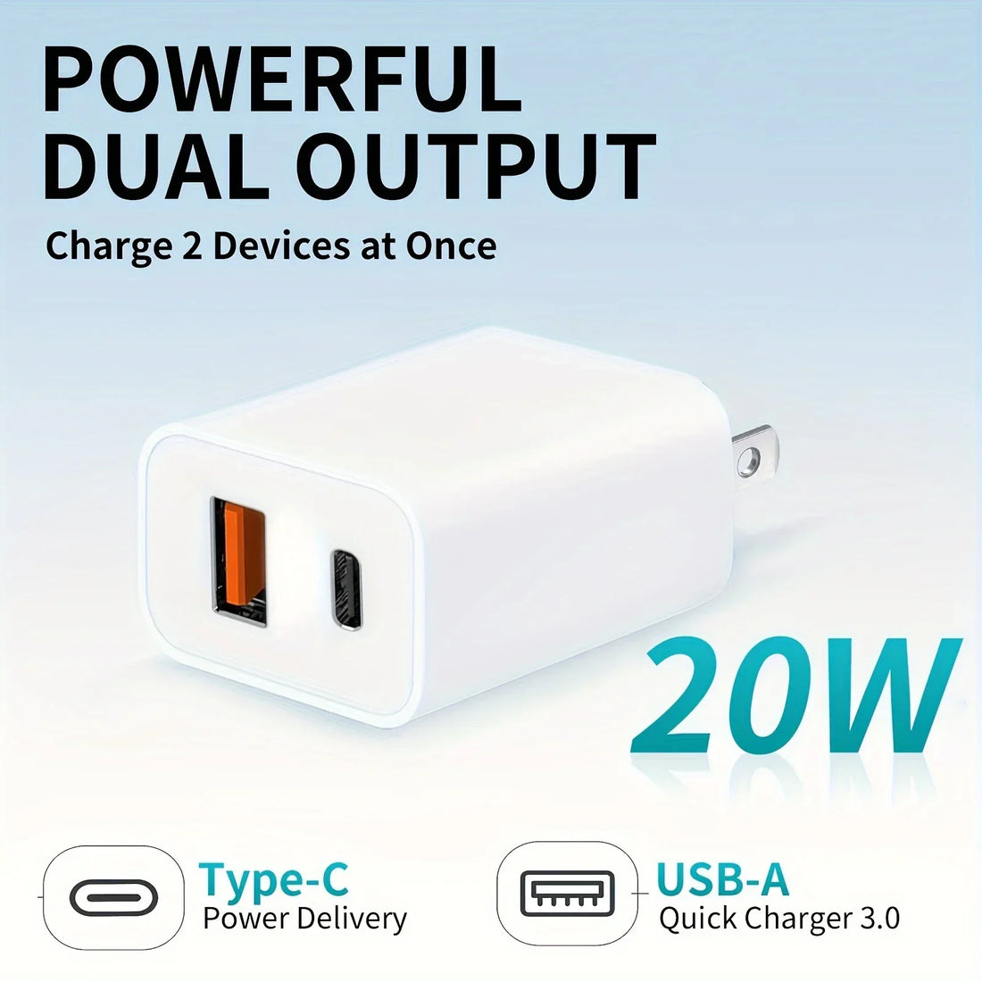 For iPhone Charger, 20W Dual port PD power adapter block with 6FT  cable For iPhone 14/13/12/11/Pro/Pro Max/Mini/XS Max/XR/x