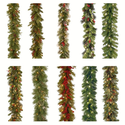 Christmas Pine Vine Garland with Red Berries - Kaiju Mafia