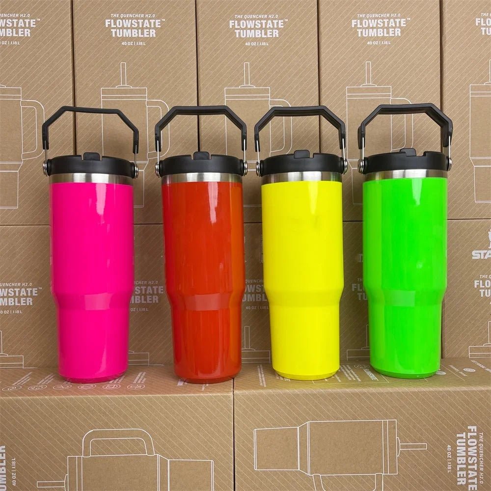 For Stanley Cup 30oz Iceflow Tumbler with Handle Stainless Steel Vacuum Insulated Car Mug Thermal Iced Travel Cup - Kaiju Mafia