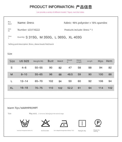 2024 Fall and Winter New Arrival Sleeve Sequin Patchwork Long Sleeves Dress Fashion Fashion Casual White Knee - Length Skirt Skirt - Kaiju Mafia