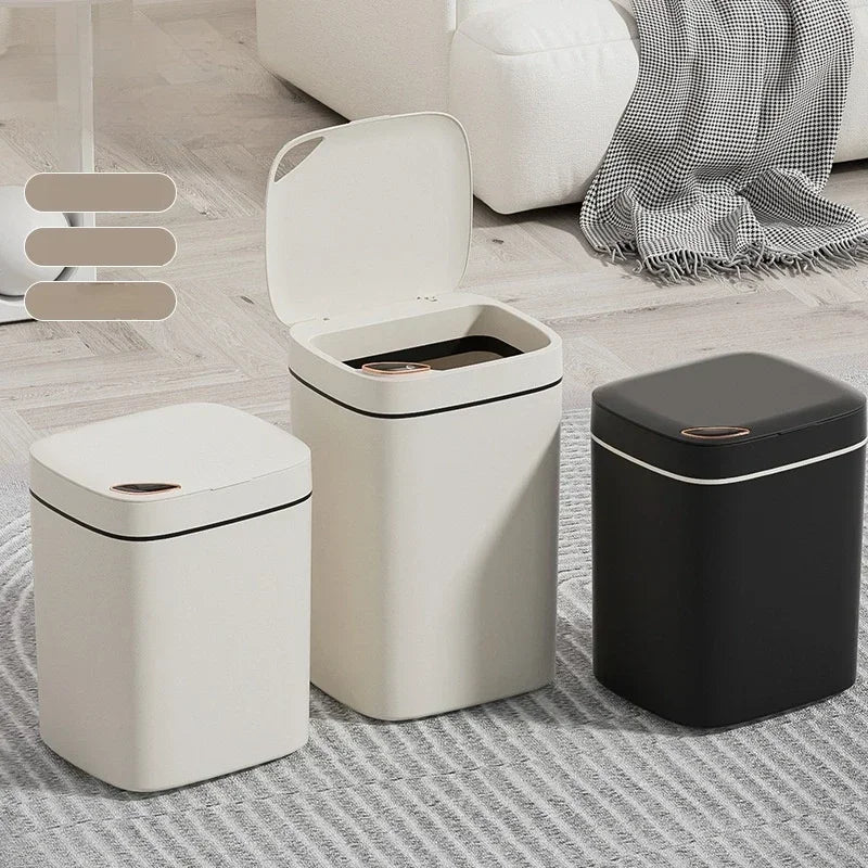 16L Smart Trash Can Automatic Sensor Trash Can Indoor Bathroom Crack Trash Can High Looking Anti-odor Household Products