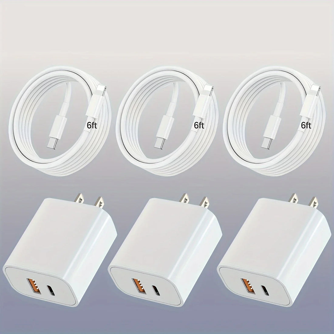 For iPhone Charger, 20W Dual port PD power adapter block with 6FT  cable For iPhone 14/13/12/11/Pro/Pro Max/Mini/XS Max/XR/x