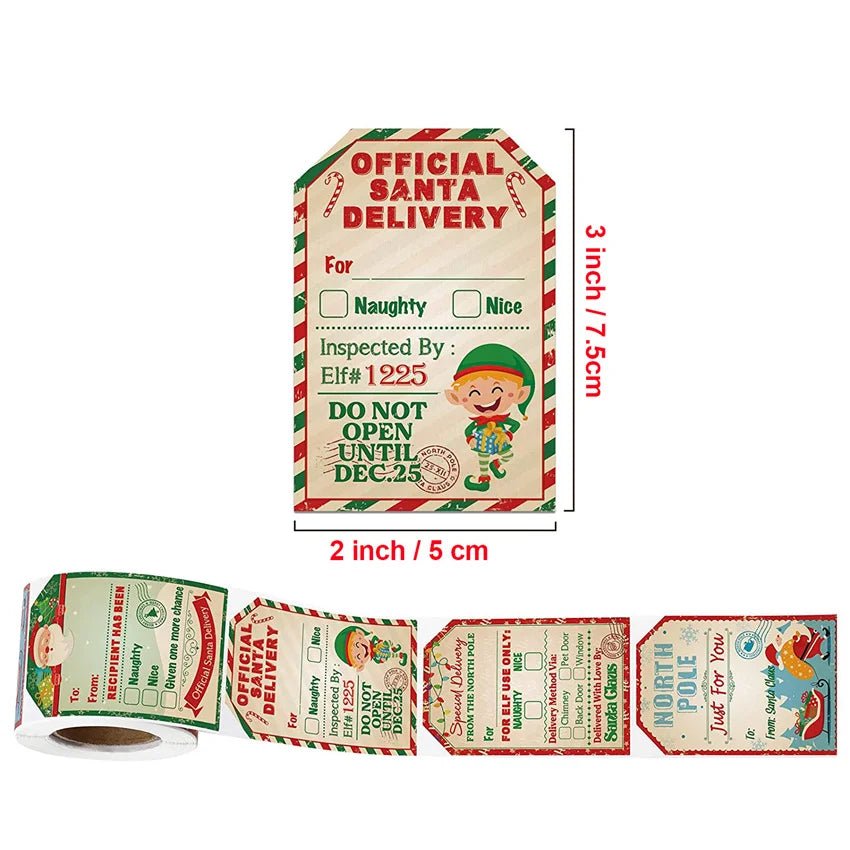 50 - 200pcs Merry Christmas Gift Tags Santa Claus Labels Stickers Holiday decoration &quot;To From&quot; Gift from Santa Cards Present Decor - Kaiju Mafia