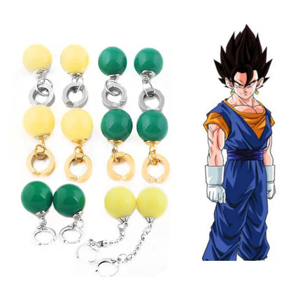 Dragon Ball Z Anime Son Goku Zamasu Vegetto Time Earring Ear Clips Vegeta Cosplay Green Yellow Earrings Prop Figure Toys Gift