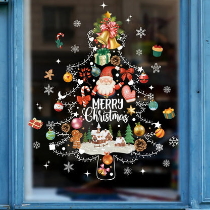 Christmas Snowflake Window Clings Stickers Santa Claus Reindeer Wall Glass Sticker Xmas Decorations Navidad 2023 Home Decor Noel - Kaiju Mafia
