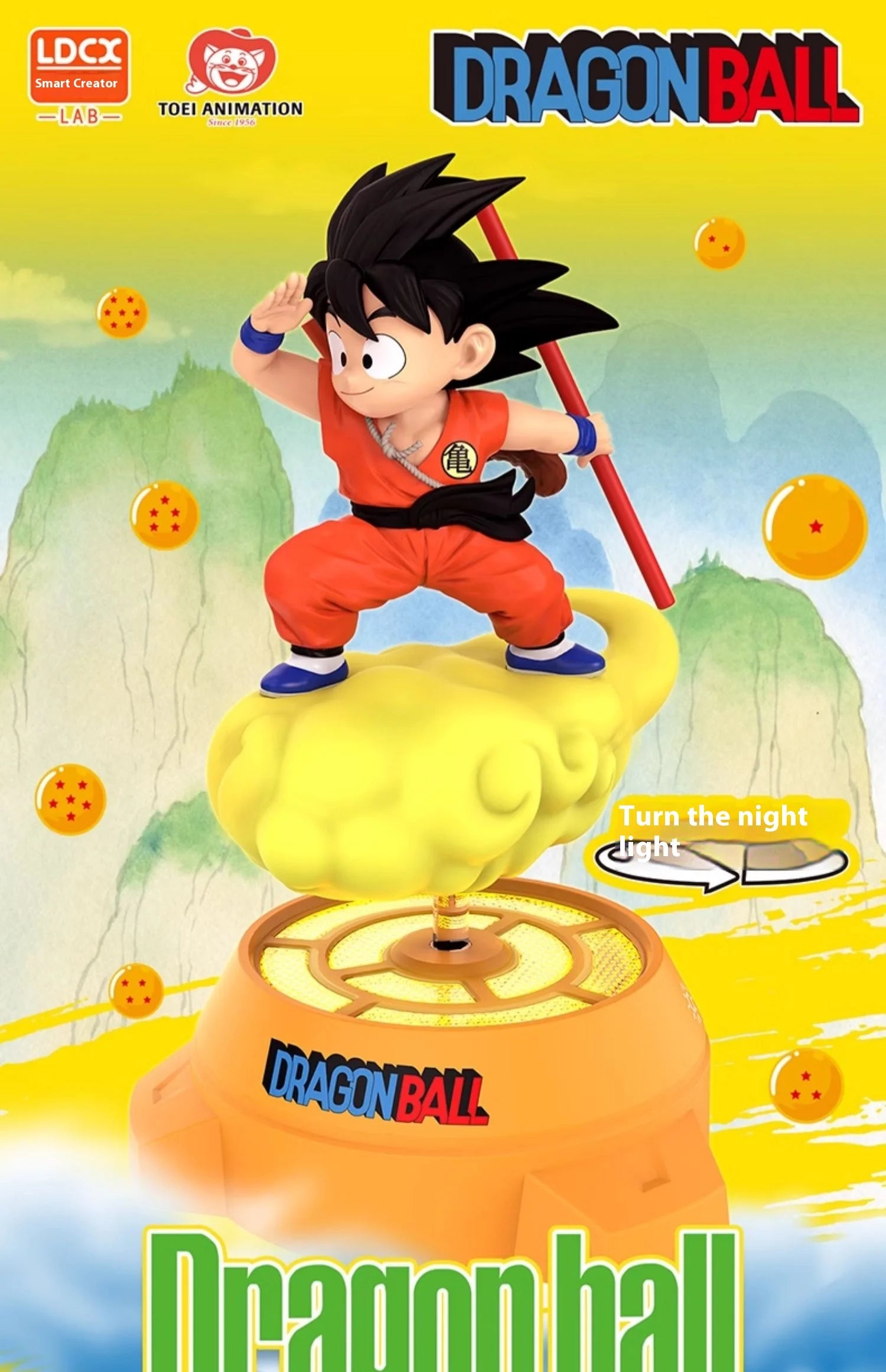 New Original Dragon Ball Anime Figure Goku Figure Rotating Night Light  Room Decoration Surrounding Ornaments Lamp Birthday Gift