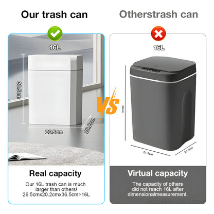 12L+16L Smart Sensor Trash Can Bathroom Anti odor Automatic Trash Bin For Toilet White Electric Wastebasket - Kaiju Mafia