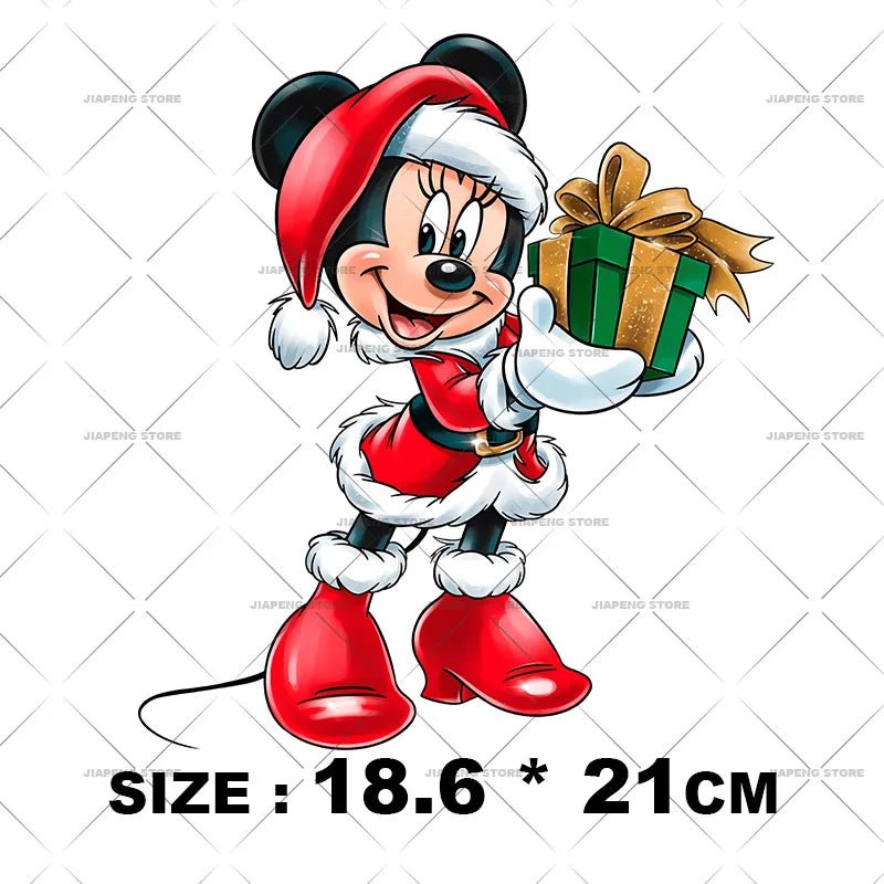 Minnie Mouse Christmas Heat Transfer Vinyl Stickers for Kids Clothes Disney Mickey Decor Print Luxury Iron on Patches on Bag DIY - Kaiju Mafia