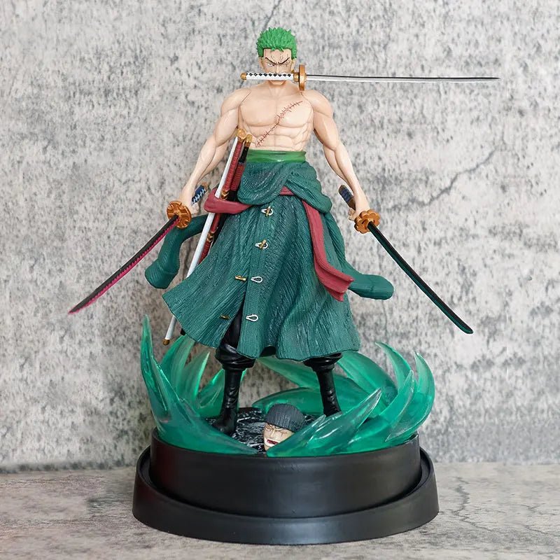 23cm One Piece Roronoa Zoro Figure Zoro Model Pvc Action Figures 2 Heads GK Model Collectible Green Decoration Children Gifts - Kaiju Mafia