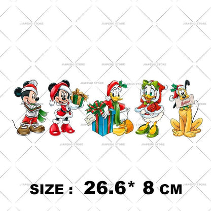 Minnie Mouse Christmas Heat Transfer Vinyl Stickers for Kids Clothes Disney Mickey Decor Print Luxury Iron on Patches on Bag DIY - Kaiju Mafia